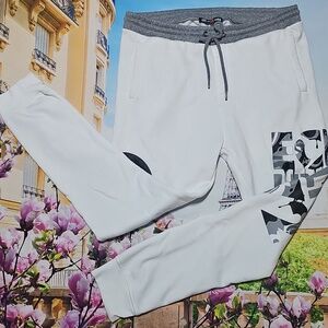 Ecko Unlimited White and Gray Graphic Joggers Large 36x30